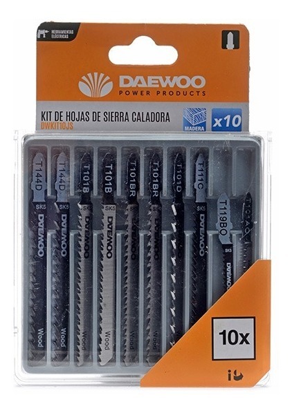 Set Hoja Sierra Caladora 10pcs Daewoo DWKIT10JS Madera Acople Rápido T